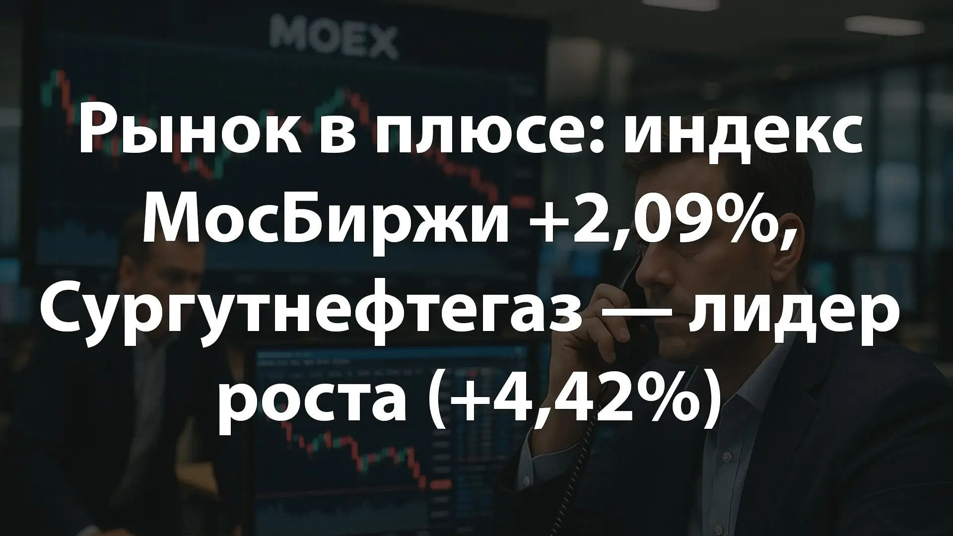 Рынок в плюсе: индекс МосБиржи +2,09%, Сургутнефтегаз — лидер роста (+4,42%)