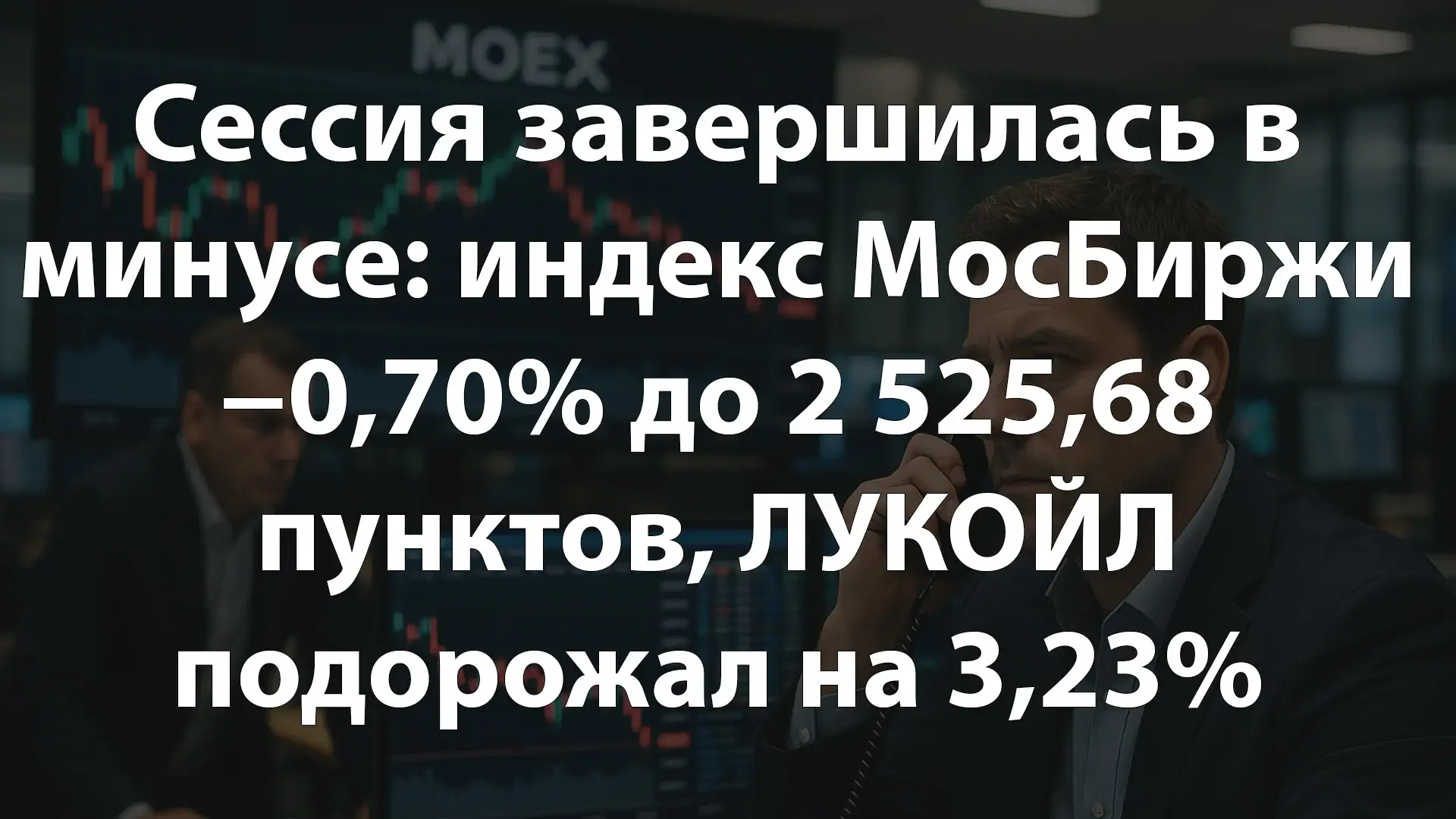 Сессия завершилась в минусе: индекс МосБиржи опустился на 0,70% до 2 525,68 пунктов, ЛУКОЙЛ подорожал на 3,23%