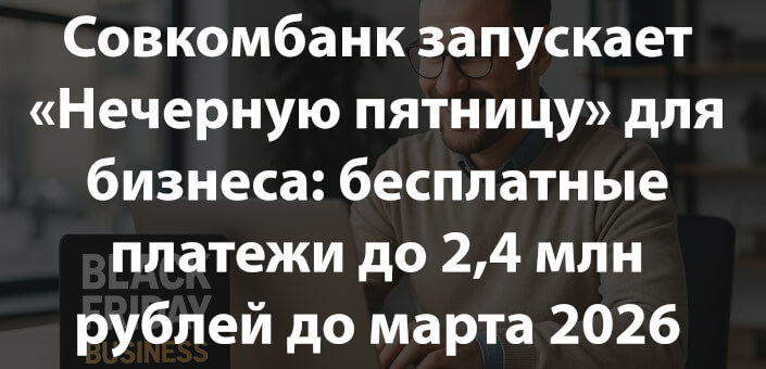 Совкомбанк запускает «Нечерную пятницу» для бизнеса: бесплатные платежи до 2,4 млн рублей до марта 2026 года