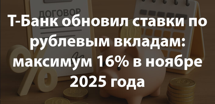 Т-Банк обновил ставки по рублевым вкладам: максимум 16% в ноябре 2025 года