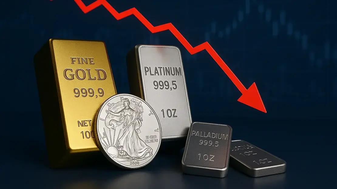 ЦБ РФ 05.12.2025: Стоимость драгоценных металлов снижается — Палладий подешевел на 1,53%