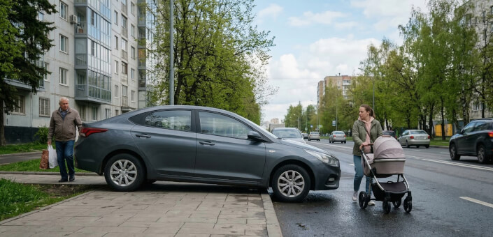 Штраф за парковку на тротуаре в России в 2026 году